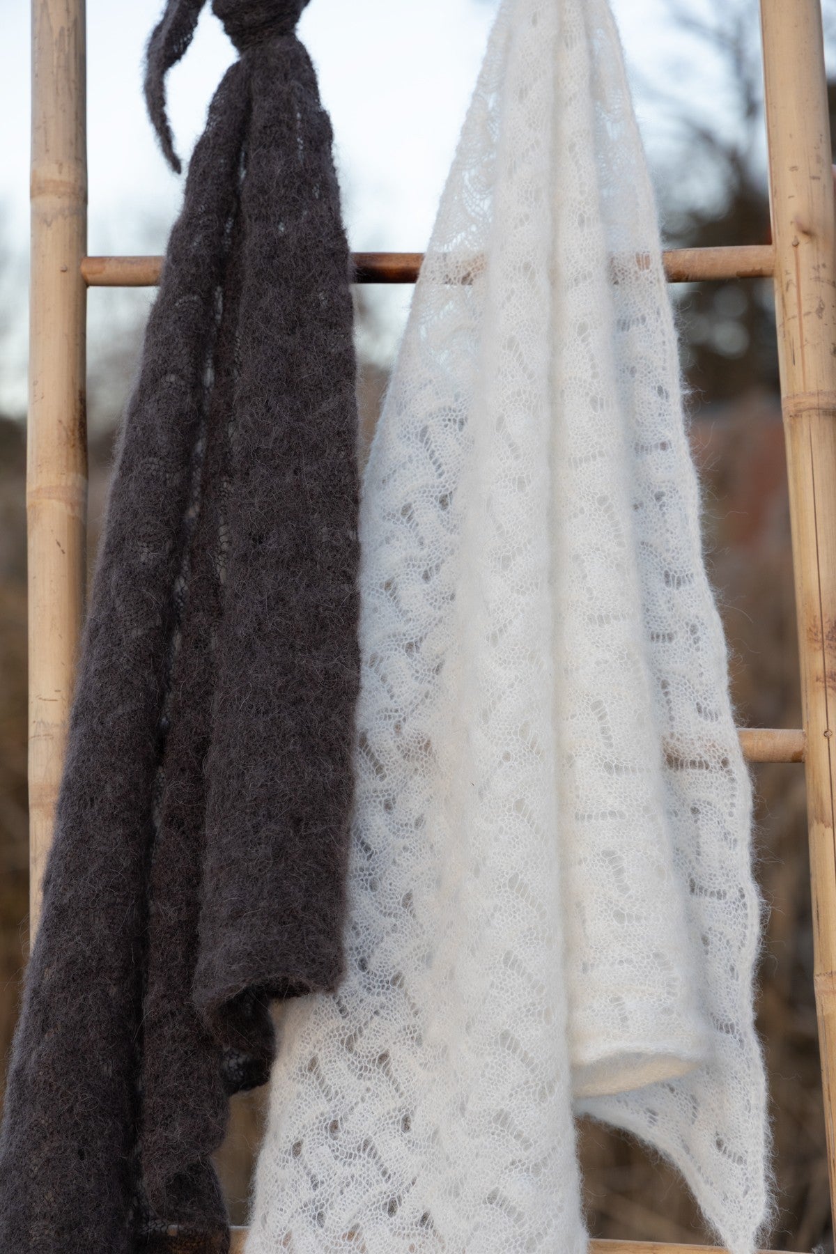 Cloudloom Shawl ecru alpaca wool openwork scarf