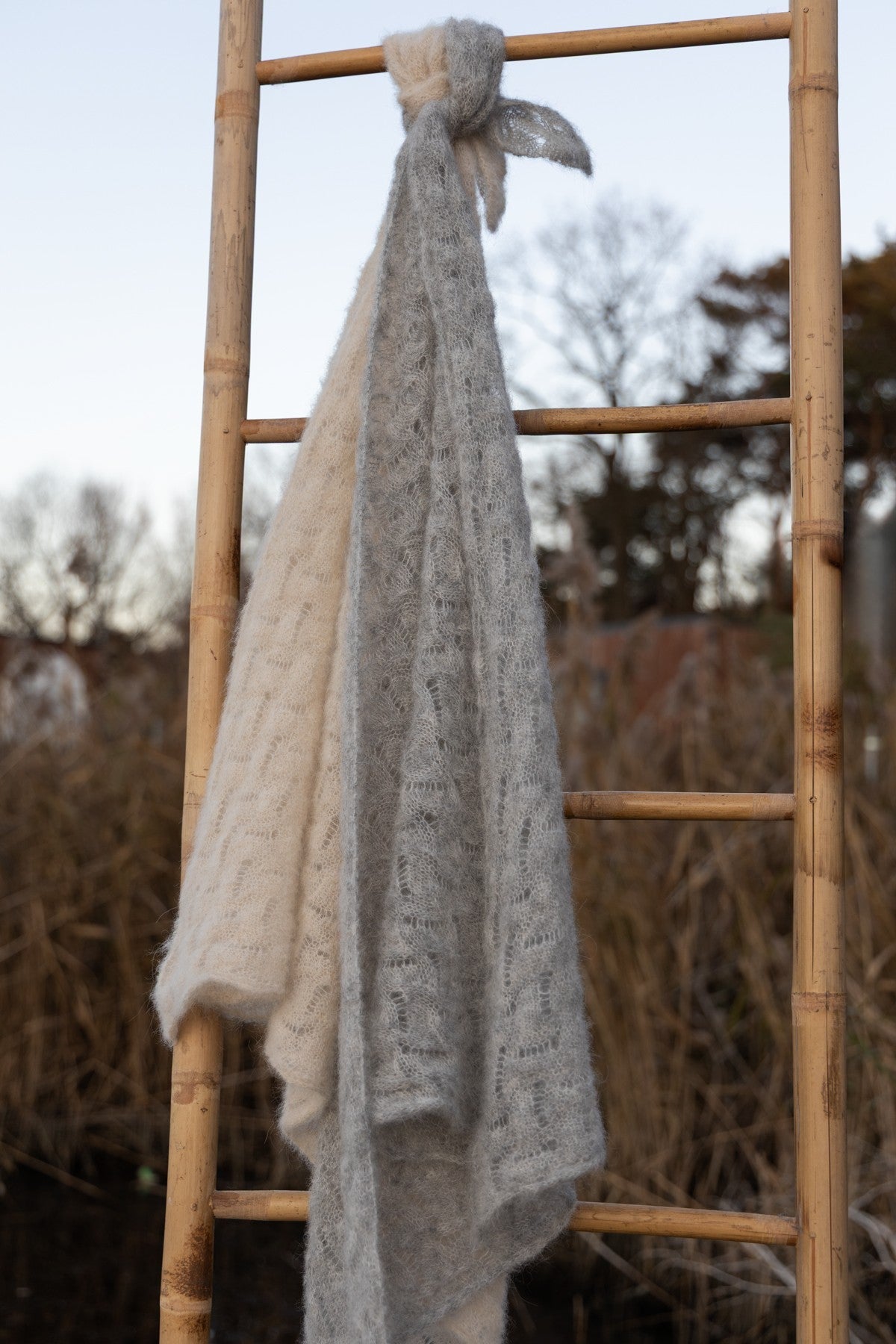 Cloudloom Shawl alpaca wool openwork scarf gray