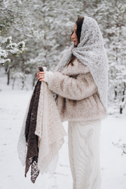 Cloudloom Shawl alpaca wool openwork scarf gray