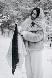 Cloudloom Shawl alpaca wool openwork scarf gray