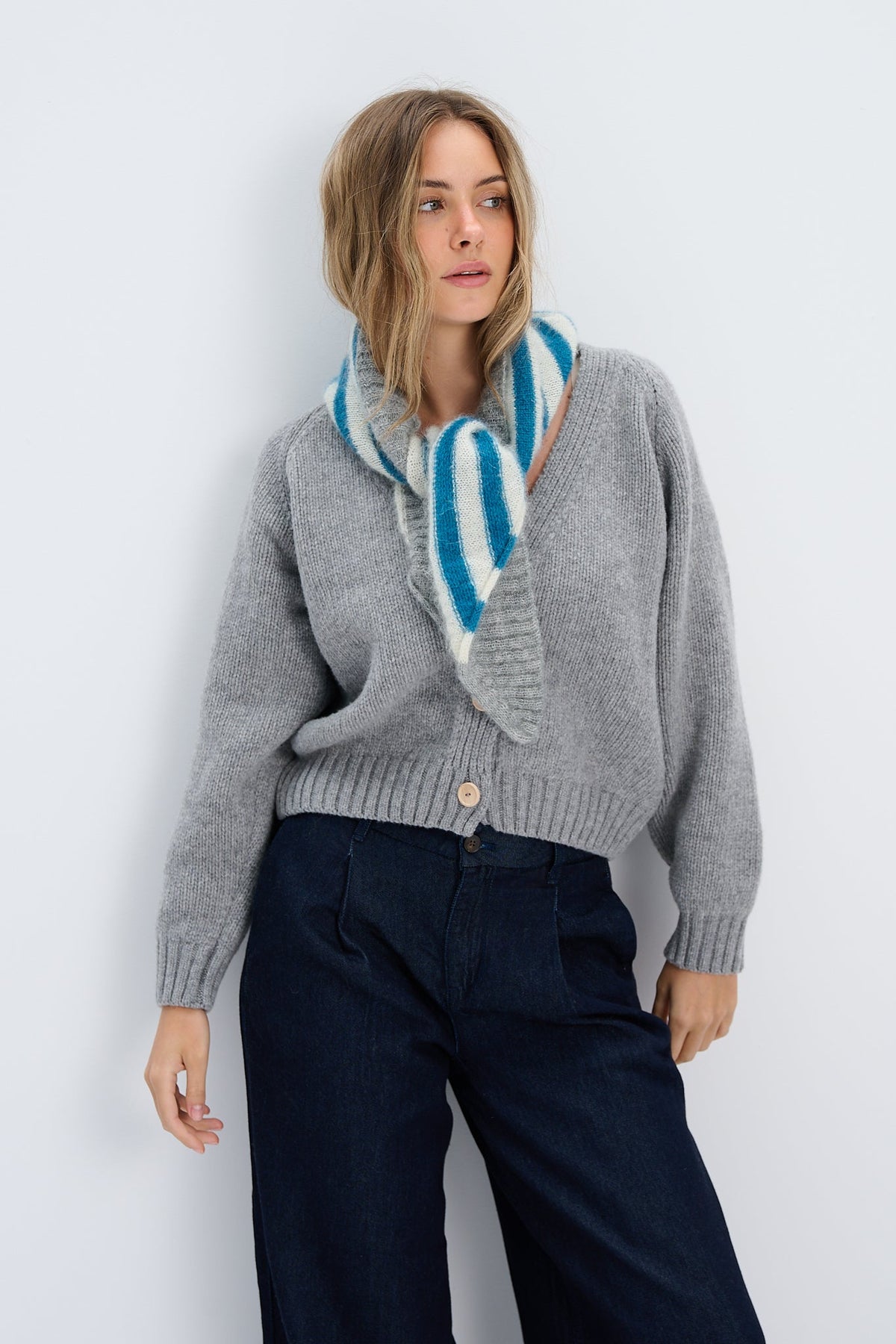 Super kid moher Fleur wool brush grey