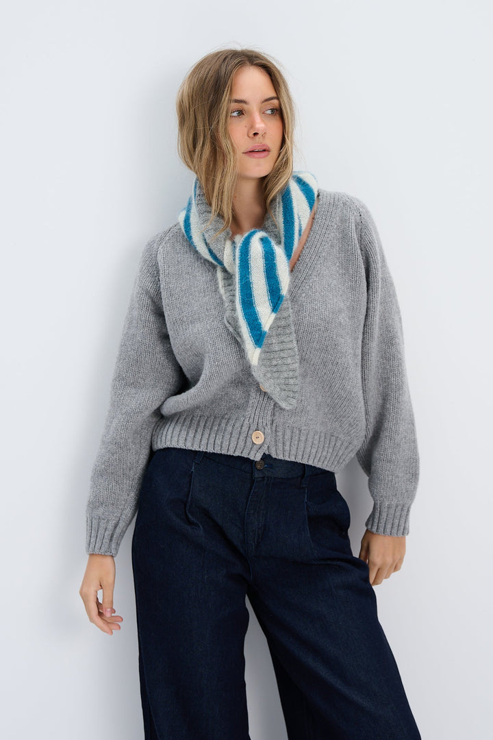 Super kid moher Fleur wool brush grey