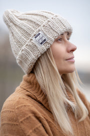 Chunky Knit Hat Winter Charm Beige