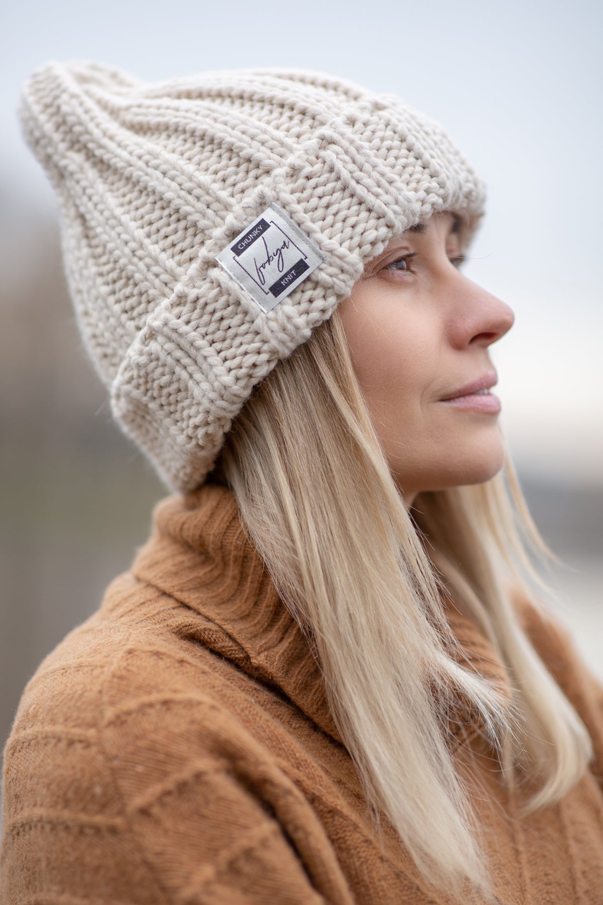 Chunky Knit Winter Charm Beige Hat