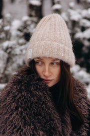 Czapka z wełny alpaki Snow Kiss beżowy
