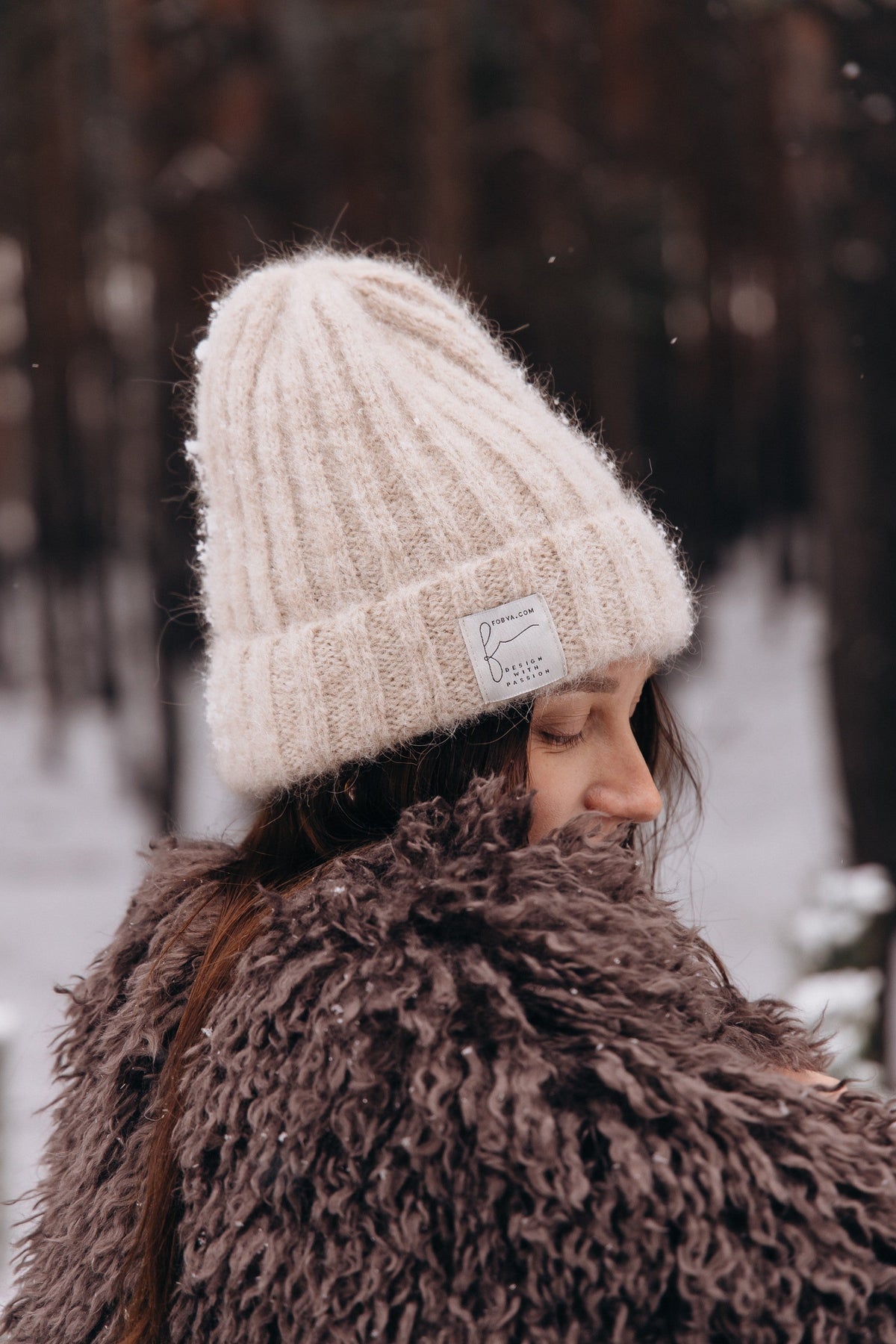 Czapka z wełny alpaki Snow Kiss beżowy
