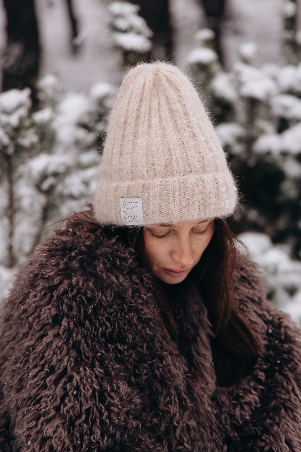 Czapka z wełny alpaki Snow Kiss beżowy
