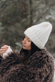 Czapka z wełny alpaki Snow Kiss ecru