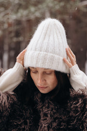 Czapka z wełny alpaki Snow Kiss ecru