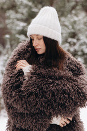 Snow Kiss ecru alpaca wool hat