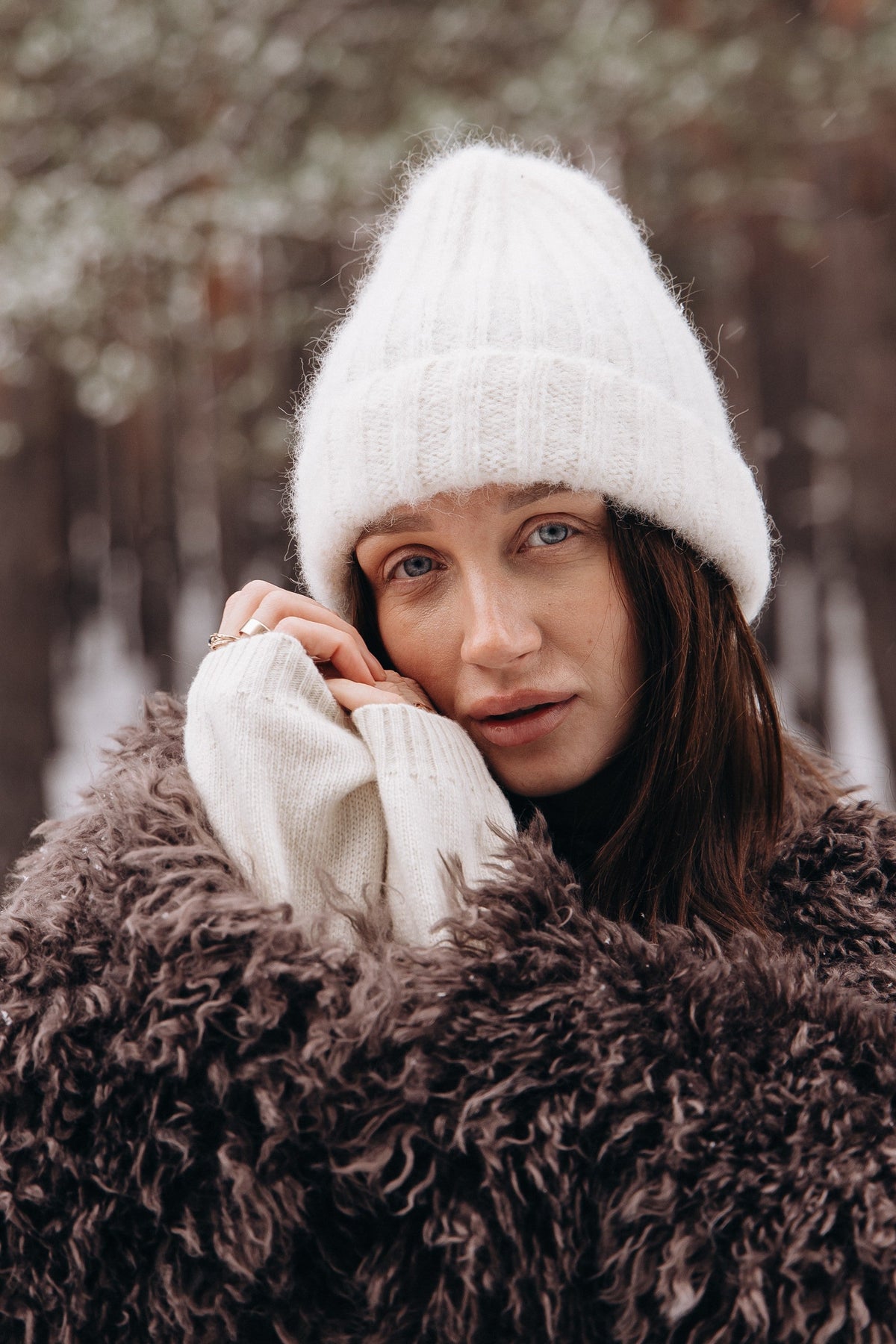 Czapka z wełny alpaki Snow Kiss ecru