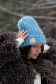 Snow Kiss Alpaca Wool Hat Blue