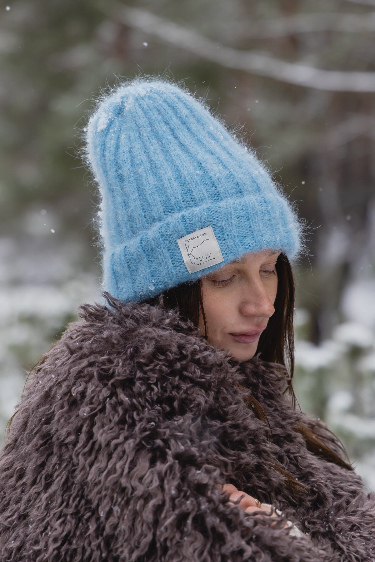 Snow Kiss Alpaca Wool Hat Blue