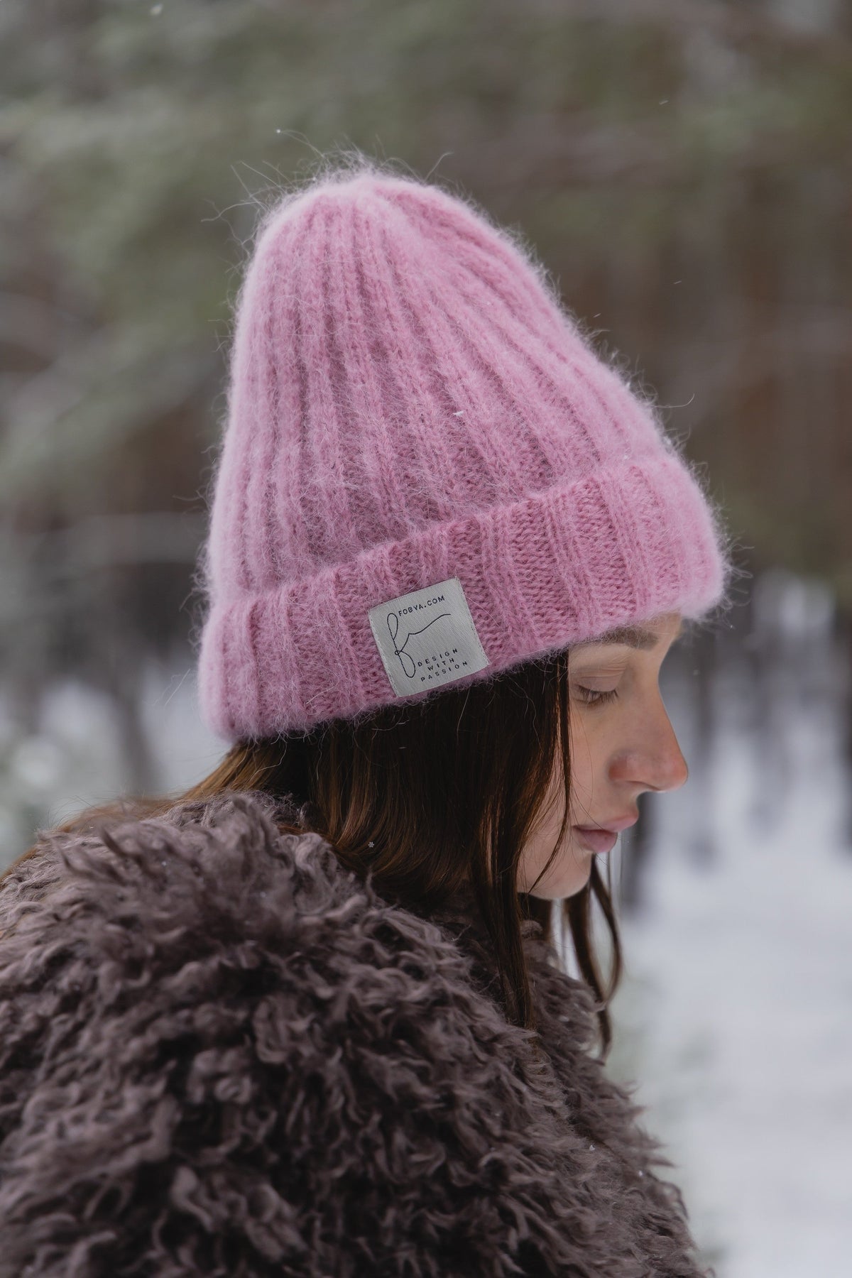 Snow Kiss Alpaca Wool Hat Pink