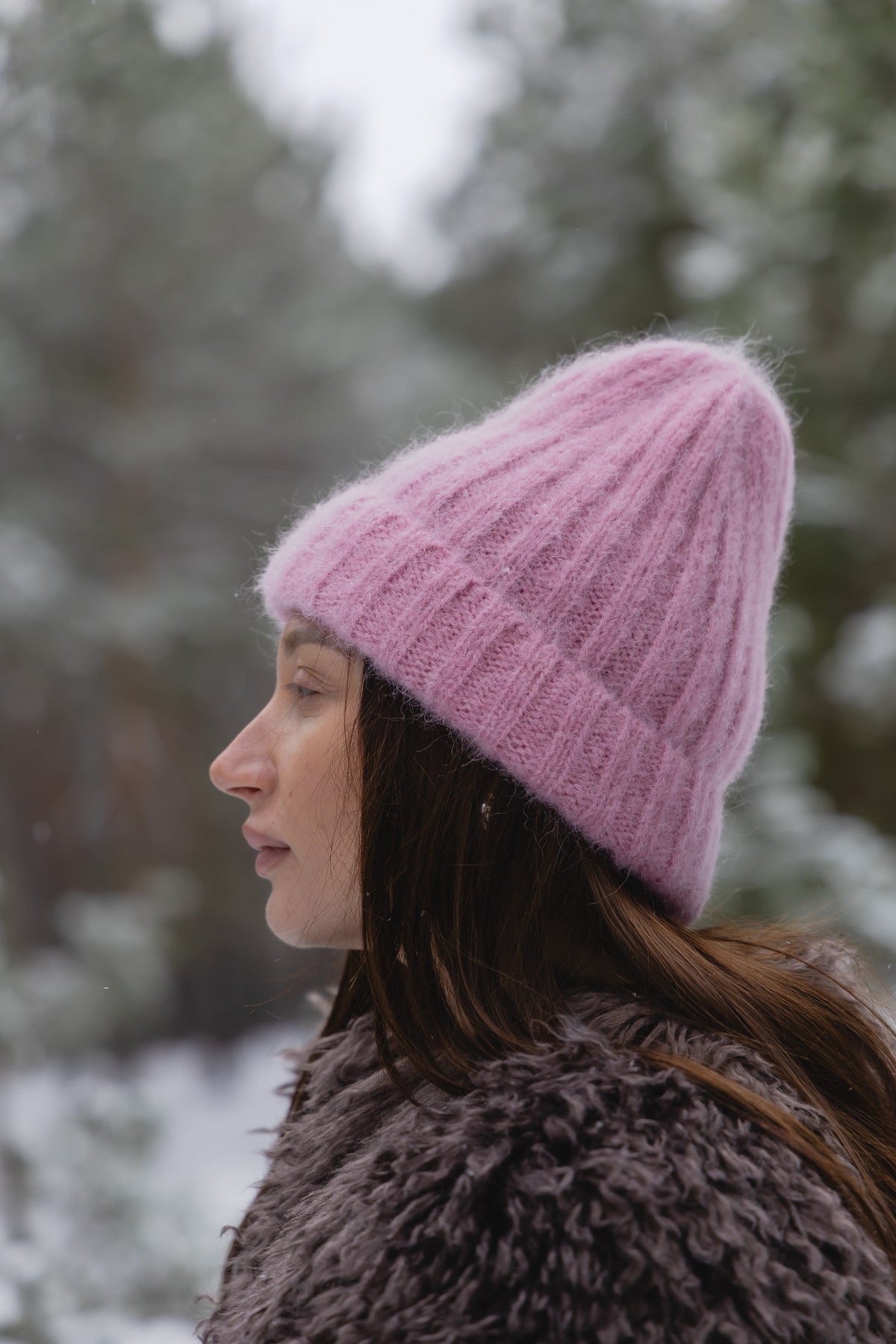 Snow Kiss Alpaca Wool Hat Pink