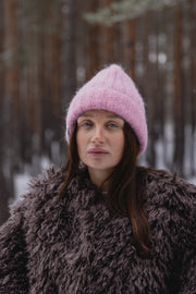 Czapka z wełny alpaki Snow Kiss różowy