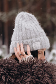 Snow Kiss Gray Alpaca Wool Hat