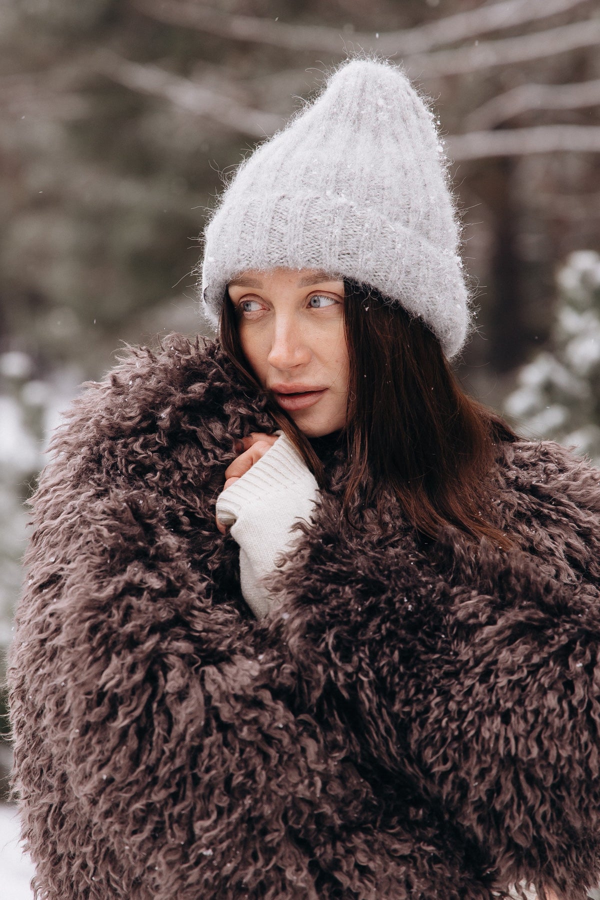 Snow Kiss Gray Alpaca Wool Hat