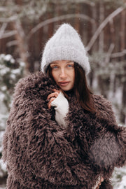 Czapka z wełny alpaki Snow Kiss szary