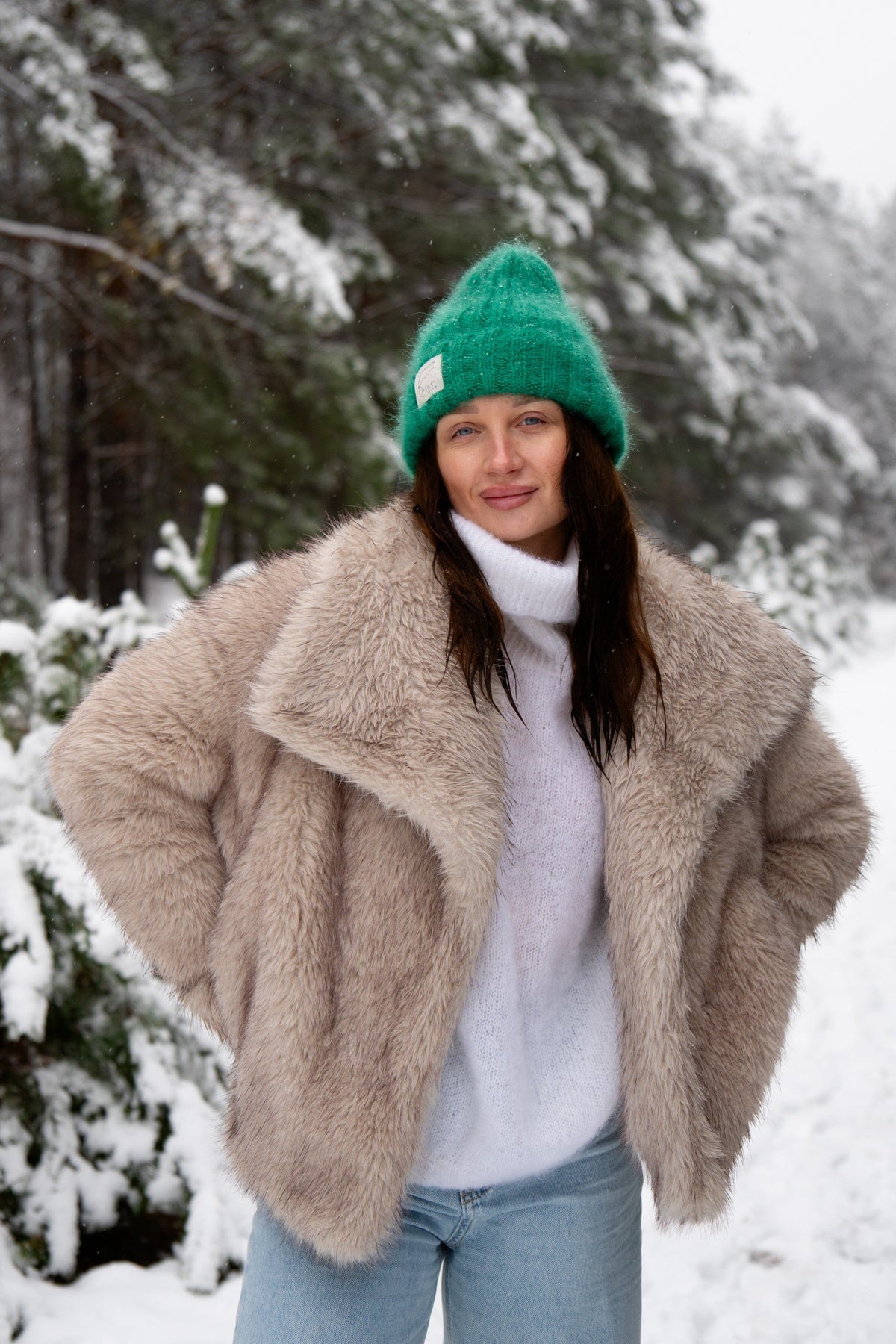 Czapka z wełny alpaki Snow Kiss zielony