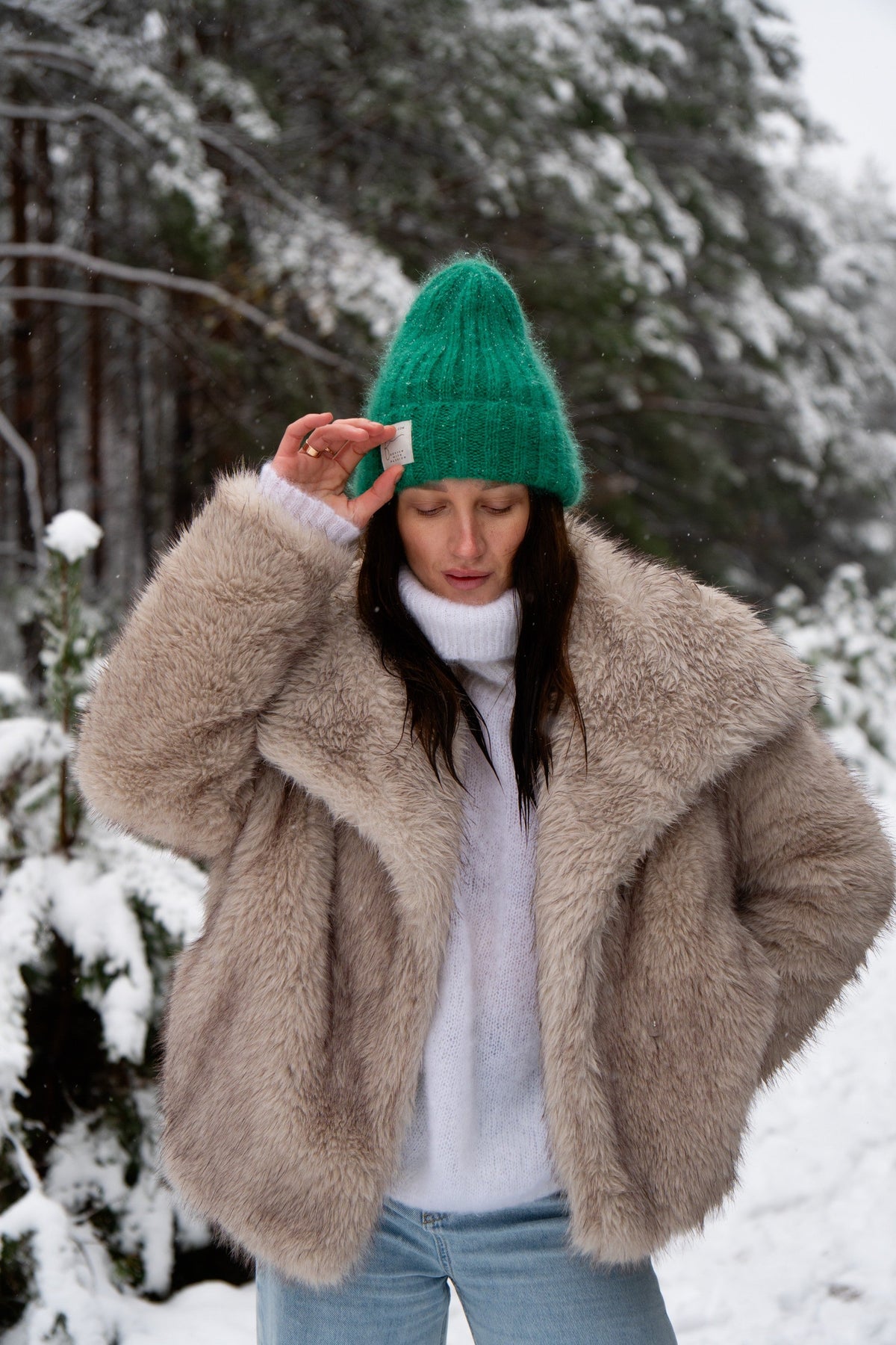 Czapka z wełny alpaki Snow Kiss zielony