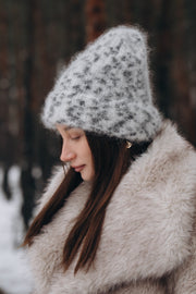 Snow Polar Dream ecru kid mohair wool hat