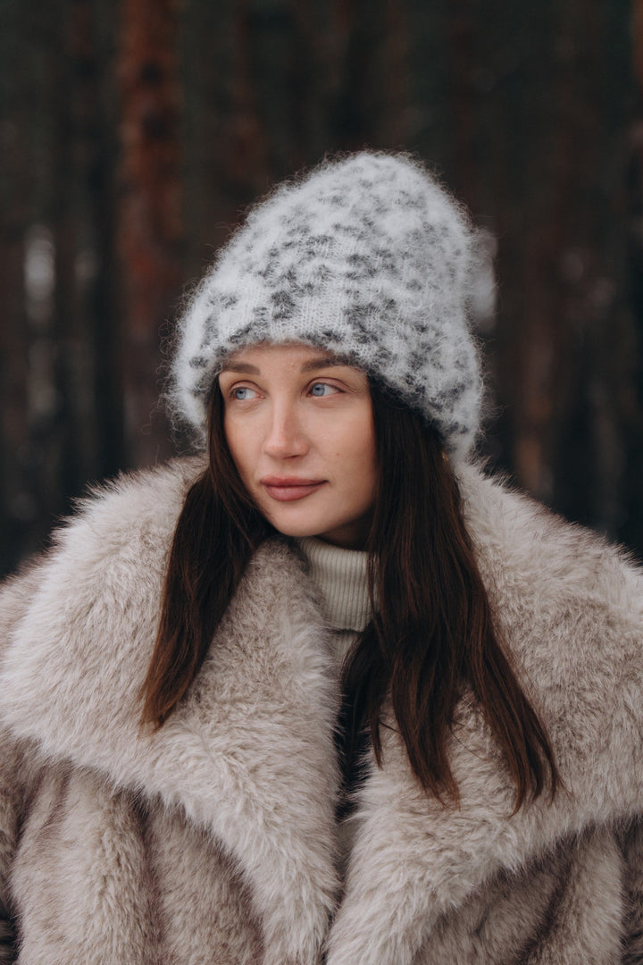 Czapka z wełny kid moher Snow Polar Dream ecru