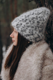 Snow Polar Dream ecru kid mohair wool hat