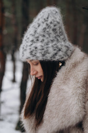 Snow Polar Dream ecru kid mohair wool hat