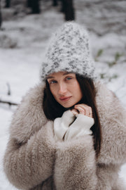 Czapka z wełny kid moher Snow Polar Dream ecru