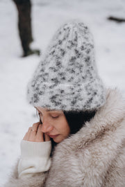 Snow Polar Dream ecru kid mohair wool hat
