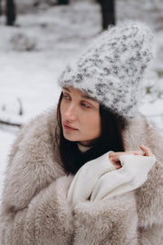 Snow Polar Dream ecru kid mohair wool hat