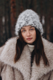 Czapka z wełny kid moher Snow Polar Dream ecru