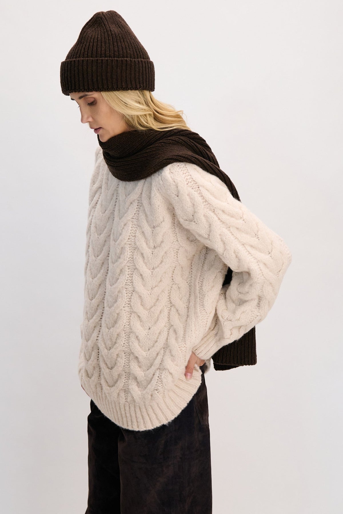 Mininos wool cap COCO VIBE in brown stripe
