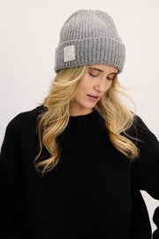 Merinos HARMONY wool cap in grey stripe
