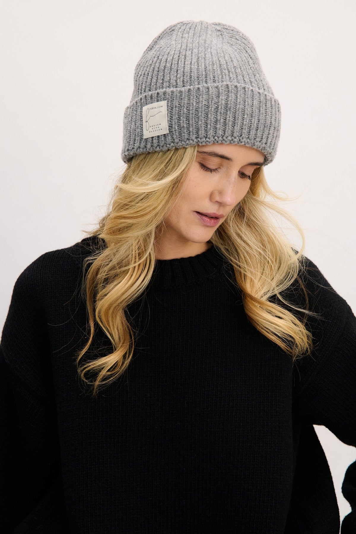 HARMONY gray striped merino wool hat