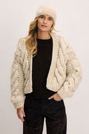 WHISPER Beige Striped Merino Wool Hat