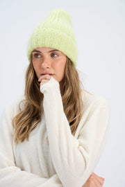 Super kid moher soft hat from wool Halo lime