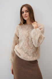 Delicate alpaca wool soft blossom mist sweater beige