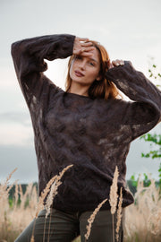 Delicate brown alpaca wool mist sweater
