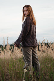 Delicate brown alpaca wool mist sweater