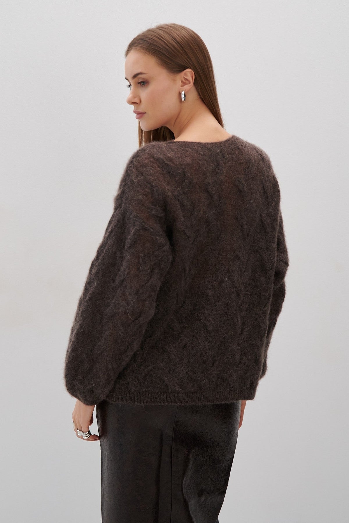 Delicate brown alpaca wool mist sweater