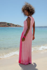 Long openwork summer dress candypink pink