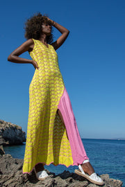 Long sea-going summer yellow dress
