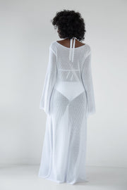 Long openwork dress white