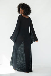 Long openwork dress black