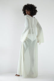 Long openwork ecru dress