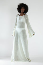 Long seam ecru dress