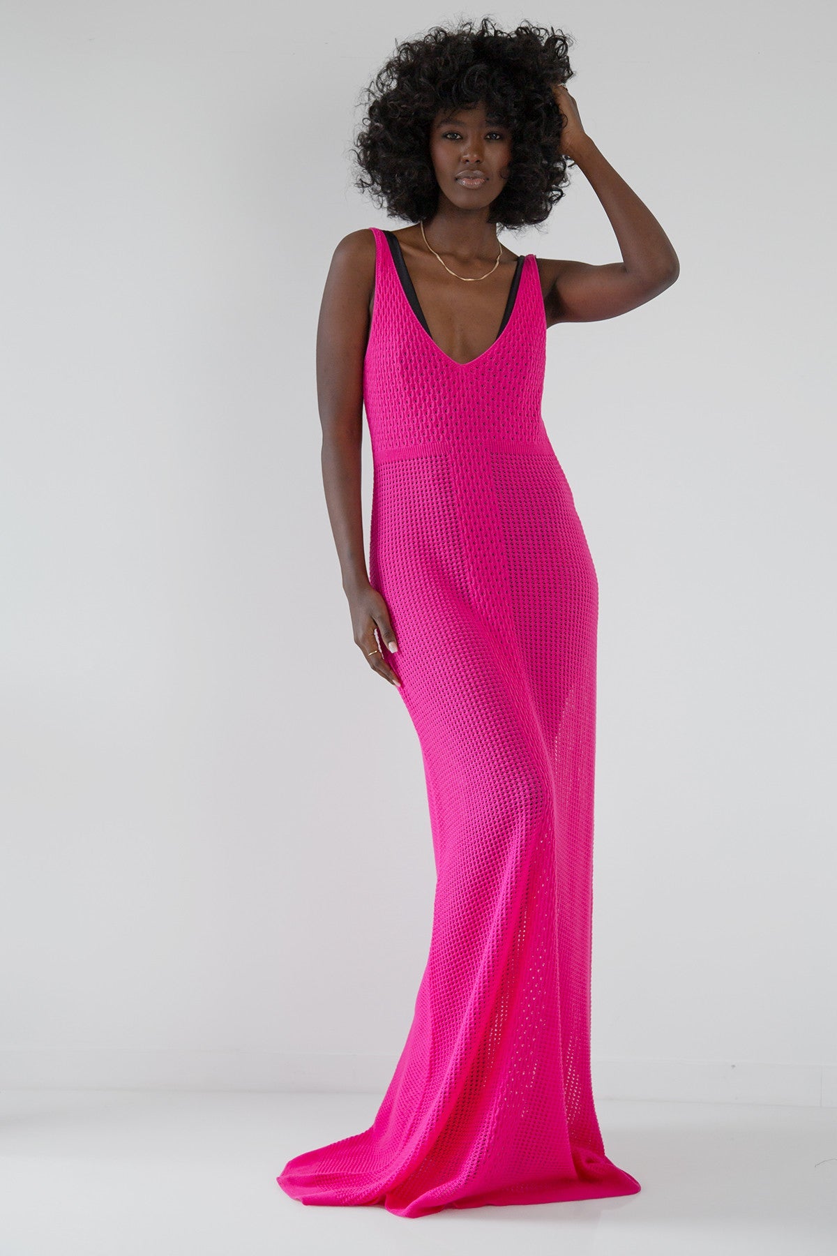 Long seam dress for strap amarant intense pink