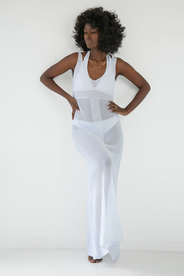 Long seam dress for white strap
